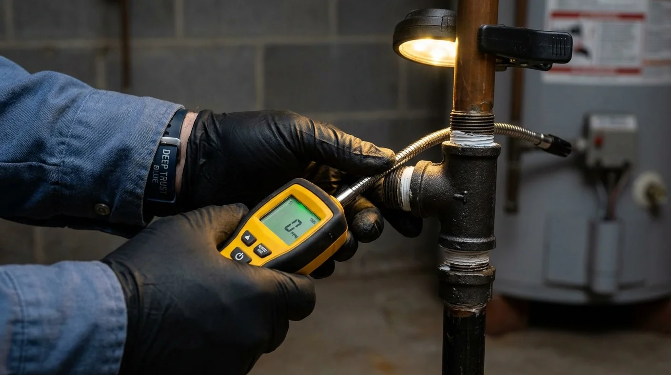 Gas leak detection with electronic sniffer by Johns Plumbing LLC in Georgetown